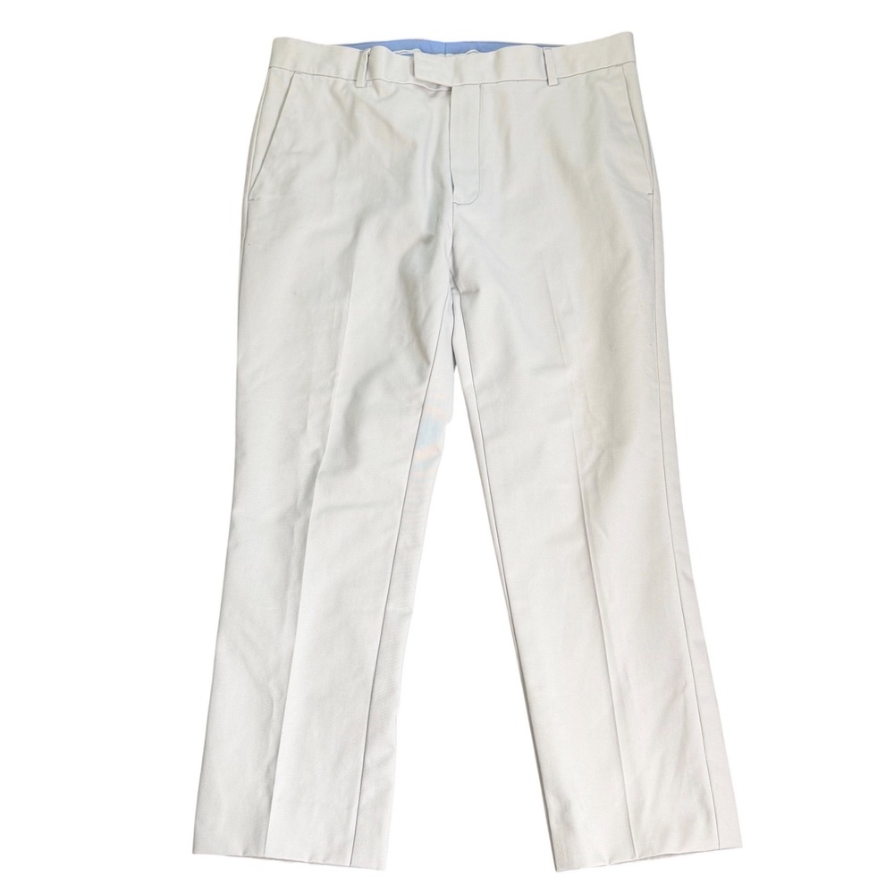 Charles Tyrwhitt Mens 36x25.5 Non-Iron Slim Fit Chinos Light Grey Cotton Pants